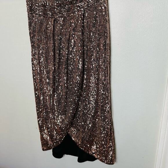 RACHEL RACHEL ROY Gold Sequined Sleeveless Suplice V-Neck Midi Dress Size 12 - Picture 5 of 9